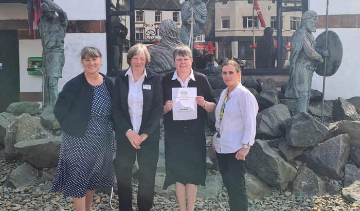 Left to right:  Pauline Wall, Manx National Heritage Head of Operations, pictured with House of Manannan team members Ali Breadner, Anne Quayle and Fin Davies.