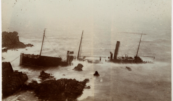 Steamer Argo of Glasgow, wrecked on the Isle of Man. Image Credit Manx National Heritage iMuseum PG/14019