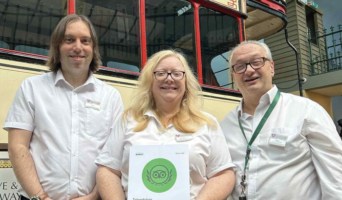 Paul Welsh, Louisa Moore and Daniele Tortasso from the Manx Museum receive their award